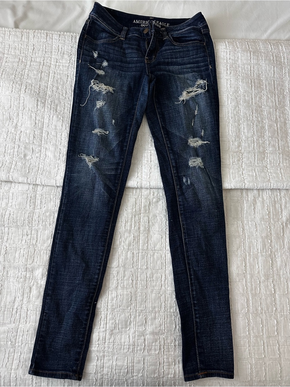 American Eagle Outfitters Dark Indigo Ripped Skinny Jeans